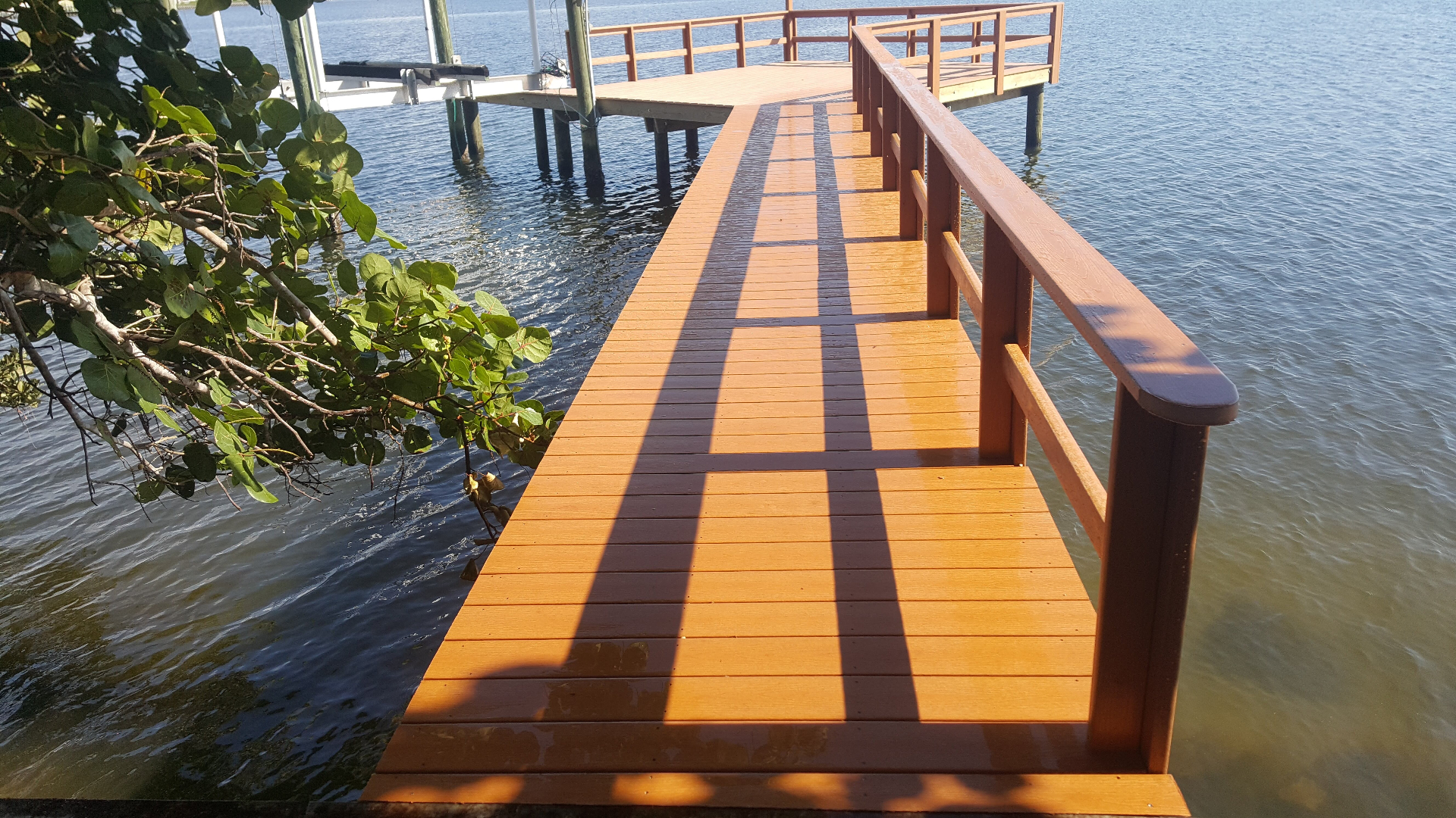 Composite dock with railing